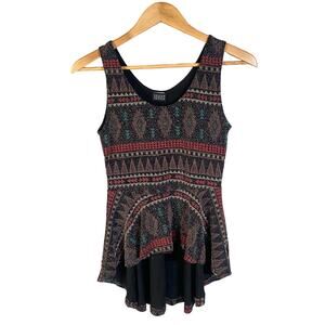 Vintage Y2k Joyce Leslie Sleeveless Peplum Top Aztec Geometric Print Party